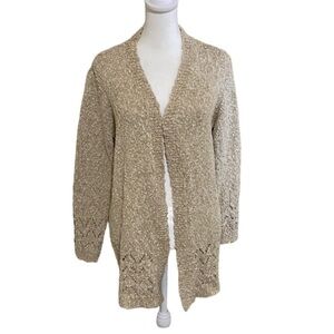 Coldwater Creek Cozy Beige Knit Women's Open Front Cardigan Sweater. Size M.